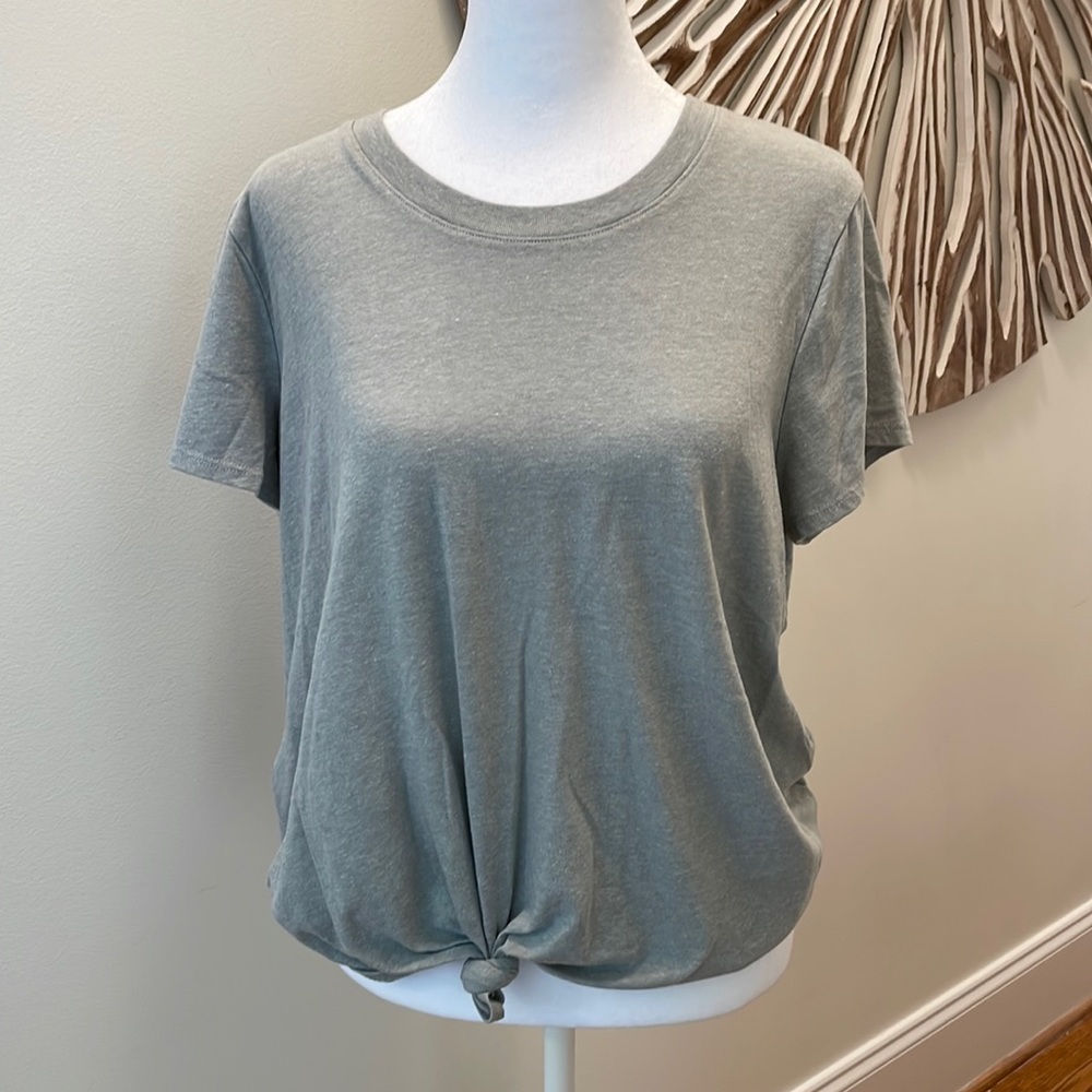 Madewell Olive Green Short Sleeve Knot Front Tee